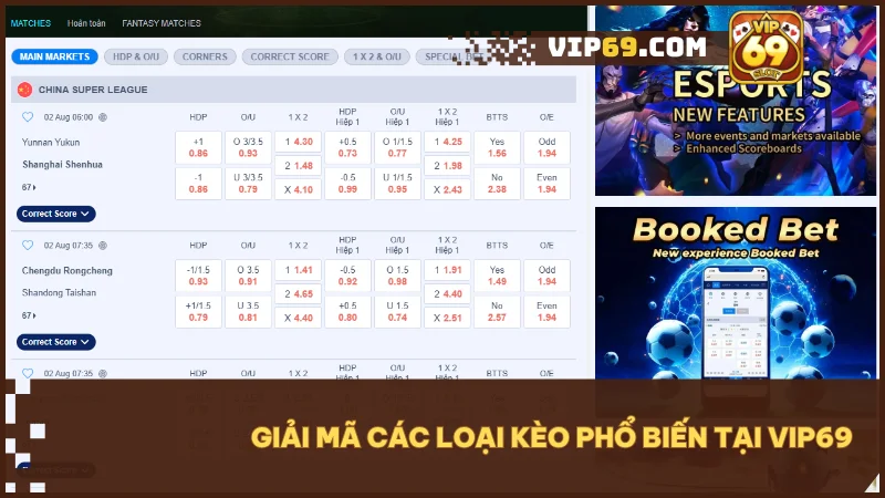 Nắm rõ các loại kèo tại Vip69 để cược thông minh hơn