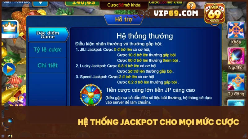 Hệ thống jackpot của Vip69 luôn mở ra cơ hội nổ hũ cho mọi người chơi.