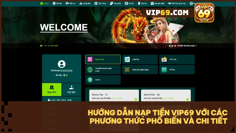 Hướng dẫn nạp tiền VIP69 nhanh gọn an toàn mới nhất 2024 3 Ví điện tử mang lại sự nhanh chóng và tiện lợi khi nạp tiền.