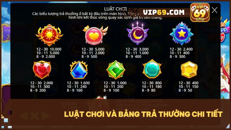 Slot Công Chúa Ánh Sáng VIP69 - Trải nghiệm slot đậm chất phép thuật 3 Hiệu ứng sụp đổ tạo chuỗi combo chiến thắng liên tiếp không giới hạn
