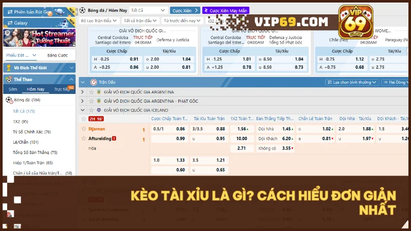 Kèo tài xỉu là cược tổng bàn thắng cao hay thấp hơn mốc nhà cái đưa ra.