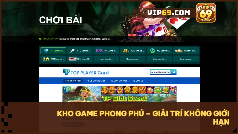 VIP69 - Thế giới game bài và đổi thưởng trực tuyến hàng đầu Việt Nam 40 Kho game phong phú, đồ họa sống động, luật chơi minh bạch.